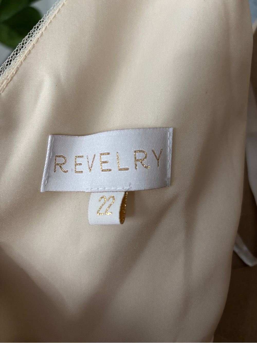 Revelry V-Neck Jamie Tulle Full Length Formal Dress 22 Champagne - Picture 10 of 13
